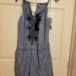 Crown and Ivy Chambray Sleeveless Jean Romper